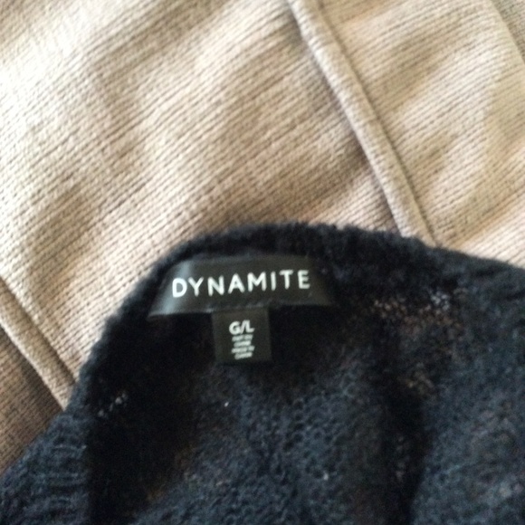 DYNAMITE Sheer Long Sleeve Sweater in Black Large - Picture 5 of 7